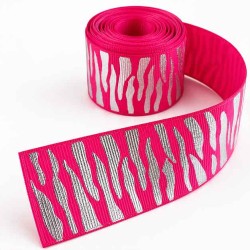 Cinta Gros (38mm) FOIL - Pieza 1 metro - Cebra Fucsia ✔️