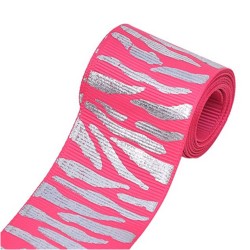 Cinta Gros Foil Animal Print Triple A - YAMA Por Metro (38mm) - Cebra Fucsia