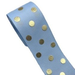 Cinta Gros AAA Foil por Metro (38mm) - Lunares Celeste