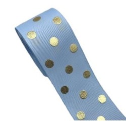 Cinta Gros AAA Foil por Metro (38mm) - Lunares Celeste