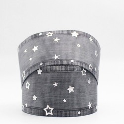 Cinta Gros Foil AAA Por Metro (38mm) - Estrellas Denim Dark 1