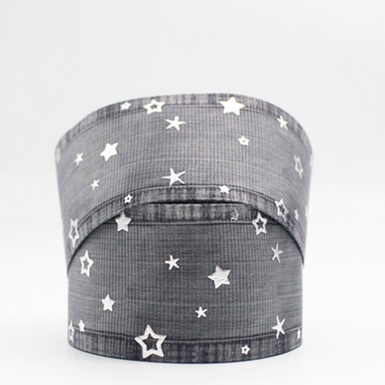 Cinta Gros Foil AAA Por Metro (38mm) - Estrellas Denim Dark 1