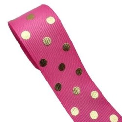 Cinta Gros AAA Foil por Metro (38mm) - Lunares Fucsia