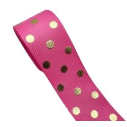 Cinta Gros AAA Foil por Metro (38mm) - Lunares Fucsia