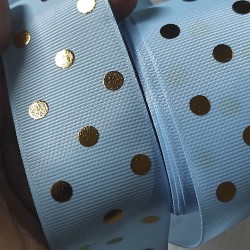 Cinta Gros (38mm) FOIL - Pieza 5 metros - Lunares Celeste✔️