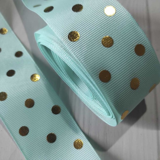 Cinta Gros (38mm) FOIL - Pieza 5 metros - Lunares Menta✔️