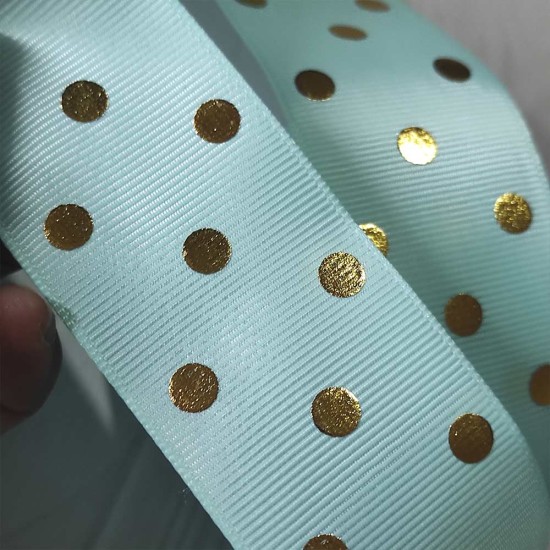 Cinta Gros (38mm) FOIL - Pieza 5 metros - Lunares Menta✔️