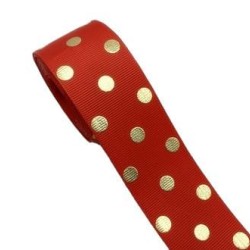 Cinta Gros AAA Foil por Metro (38mm) - Lunares Rojo