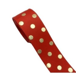 Cinta Gros AAA Foil por Metro (38mm) - Lunares Rojo