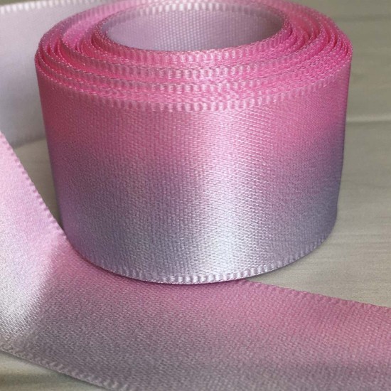 Cinta Satinada Raso (25mm) - Degradé Rosado y Gris - 5 metros-