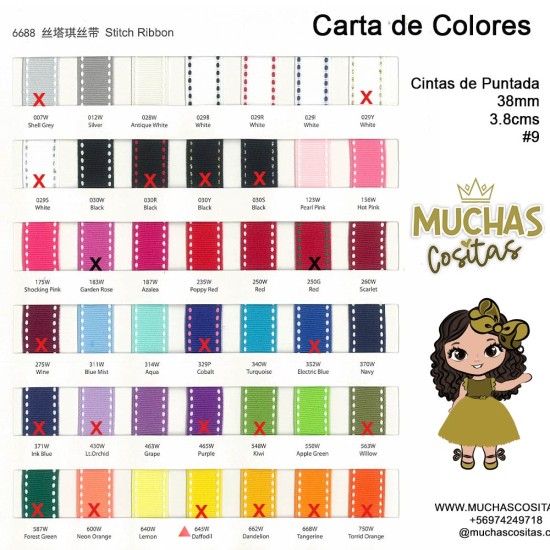 Cinta Gros Puntadas (38mm) - Colores Variados 5 - Pack 5 metros