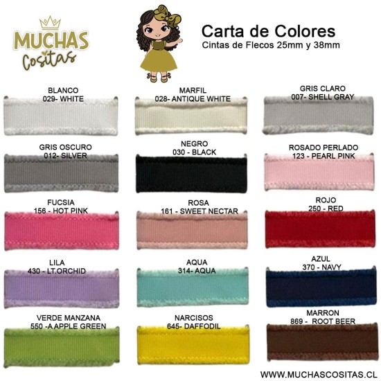 Cinta Gros Flecos (25mm) ROJO #250 - Pack de 5 metros