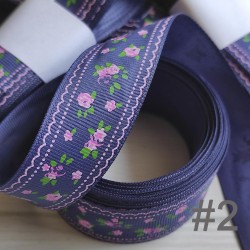 Cinta Gros #5 Estampados Flores Chicas Azul - 5 metros de 25mm