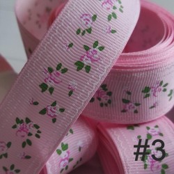 Cinta Gros #5 Estampados Flores Chicas Rosada- 5 metros de 25mm 