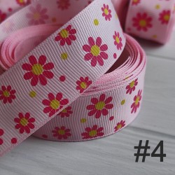 Cinta Gros #5 Estampados Flores Rosado - 5 metros de 25mm 