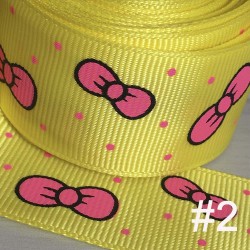 Cinta Gros #5 Estampados Moños Amarillo - 5 metros de 25mm