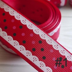 Cinta Gros #5 Estampados Puntos Rojo - 5 metros de 25mm