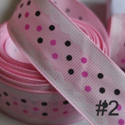 Cinta Gros #5 Estampados Puntos Rosado 2 - 5 metros de 25mm