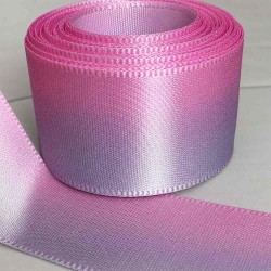 Cinta Satinada Raso (25mm) - Degradé Rosado y Gris - 5 metros-