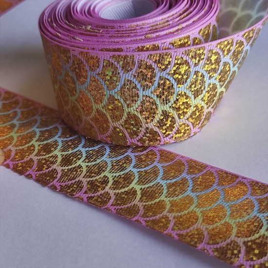 Cinta Gros AAA Foil Por Metro (38mm) - Escamas Foil Dorado