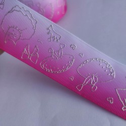 Cinta Gros Foil AAA Por Metro (40mm) - Tiara y Vestido Fucsia Degradé