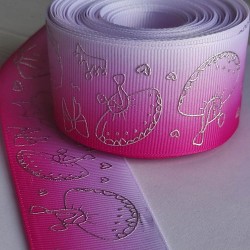 Cinta Gros Foil AAA Por Metro (40mm) - Tiara y Vestido Fucsia Degradé