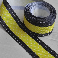 Cinta Gros AAA Por Metro (38mm) - Amarillo Lineas✔️