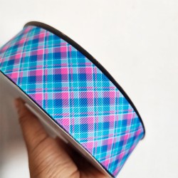Cinta Gros AAA Por Metro (38mm) - Cuadros Azul y Rosa ✔️