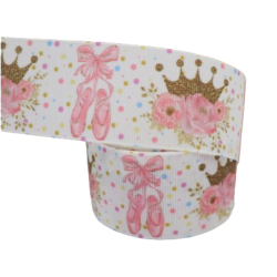 Cinta Gros AAA Por Metro (38mm) - Bailarinas Blanco y Rosa✔️