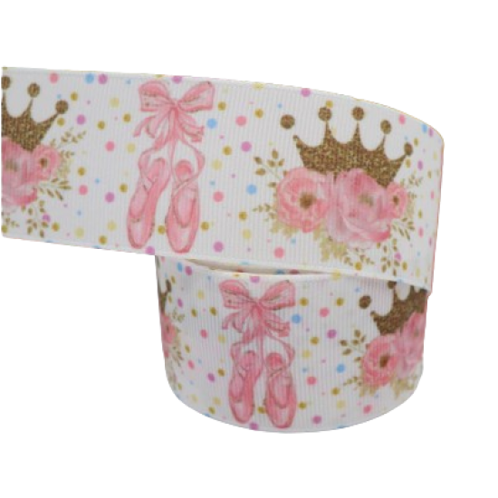 Cinta Gros AAA Por Metro (38mm) - Bailarinas Blanco y Rosa✔️