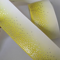 Cinta Gros Foil AAA Por Metro (40mm) - Degradado Amarillo de Puntos Plateados