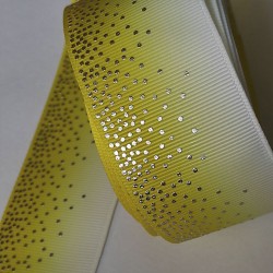 Cinta Gros Foil AAA Por Metro (40mm) - Degradado Amarillo de Puntos Plateados