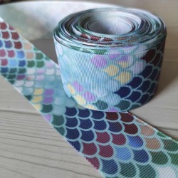 Cinta Gros AAA Por Metro (38mm) - Escamas de Sirena Celeste✔️