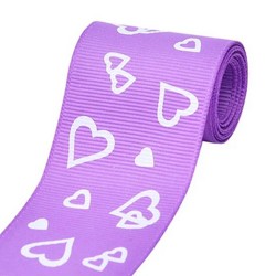Cinta Gros YAMA por Metro - Triple A- (38mm) - Corazones Lila
