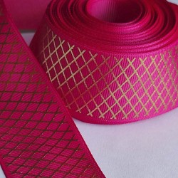Cinta Gros Foil AAA Por Metro (40mm) - Rombos Fucsia