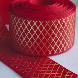 Cinta Gros Foil AAA Por Metro (40mm) - Rombos Rojo