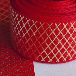Cinta Gros Foil AAA Por Metro (40mm) - Rombos Rojo
