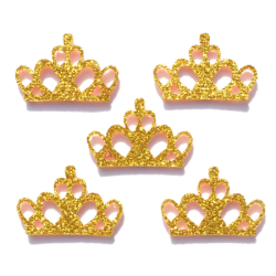 Coronas Doradas - Aplique Glitter y Fieltro -  Pack de 10 uds