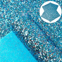 Lámina de Cuerina- Chunky Glitter (33x20cms) - Celeste