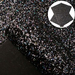 Lámina de Cuerina- Chunky Glitter (33x20cms) - Negro 