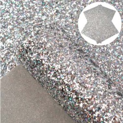 Lámina de Cuerina- Chunky Glitter (33x20cms) - Plateado