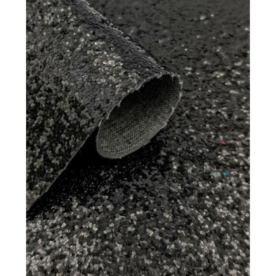 Lámina de Cuerina- Glitter Azucar Grueso (30x20cms) - Negro