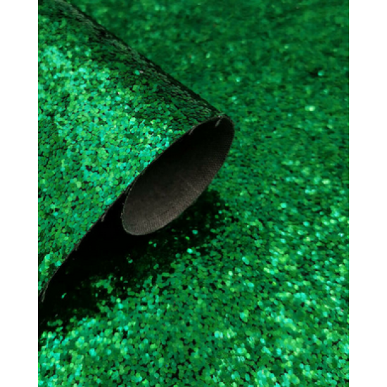 Lámina de Cuerina- Glitter Azucar Grueso (30x20cms) - Verde Navidad