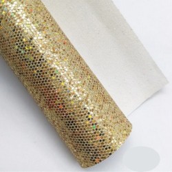 Lámina Cuerina Glitter Láser (29x21cms) - Oro 