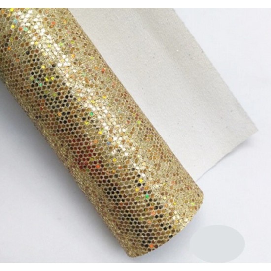 Lámina Cuerina Glitter Láser (29x21cms) - Oro 