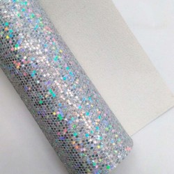 Lámina Cuerina Glitter Láser (29x21cms) - Plateado