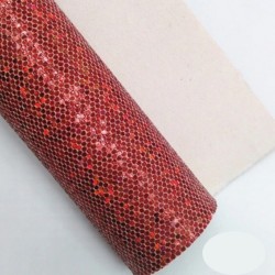 Lámina Cuerina Glitter Láser (29x21cms) - Rojo