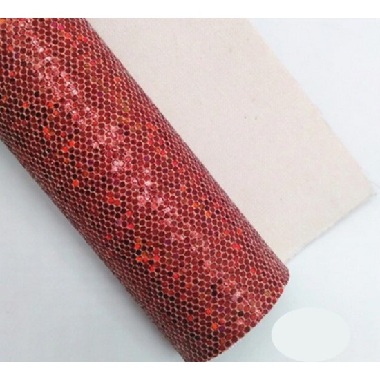 Lámina Cuerina Glitter Láser (29x21cms) - Rojo