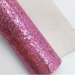 Lámina Cuerina Glitter Láser (29x21cms) - Rosado
