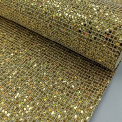 Lámina de Cuerina- Glitter de Cuadros (30x20cms) - Oro